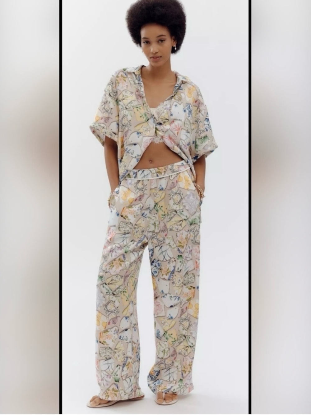 NWT Anthropologie Relaxed Floral Print Wide-Leg Pants - Multicolor